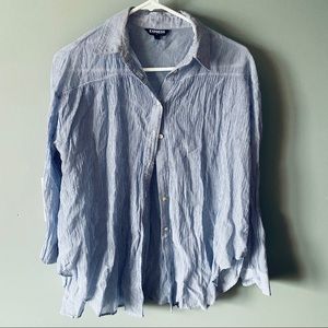 Express blue striped button down shirt